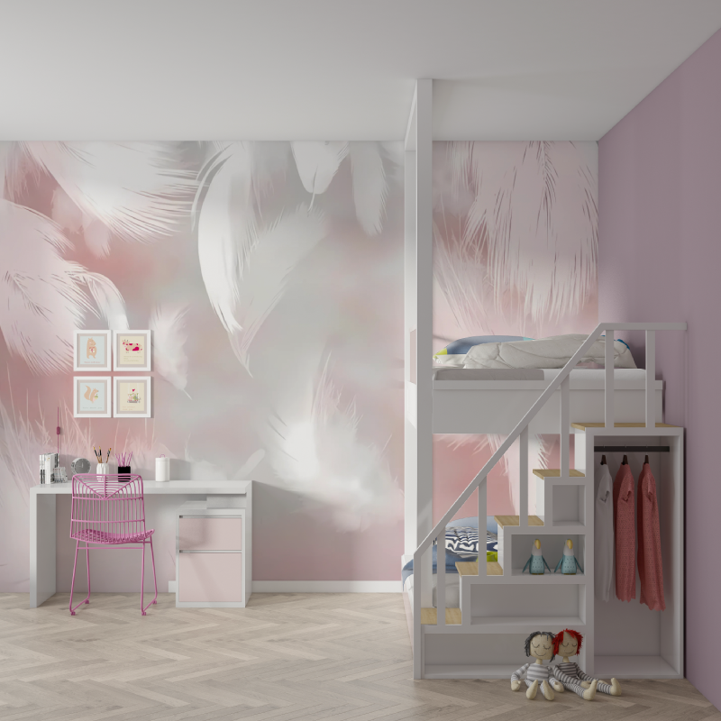 Pink Feather Mural Wallpaper