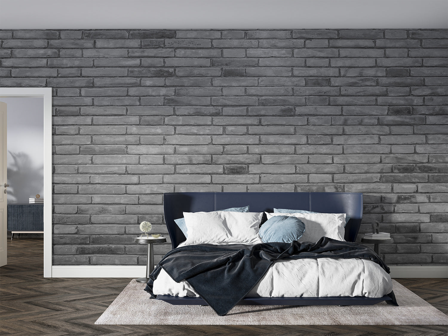 Papier Peint Brique Gris Foncé