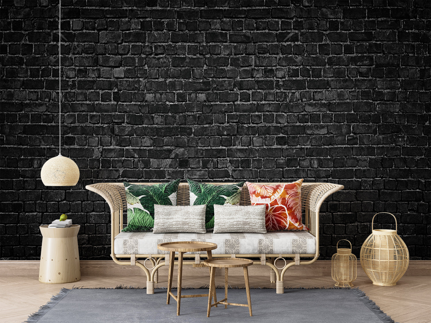 Black Brick Effect Wallpaper | Murals Wallpaper