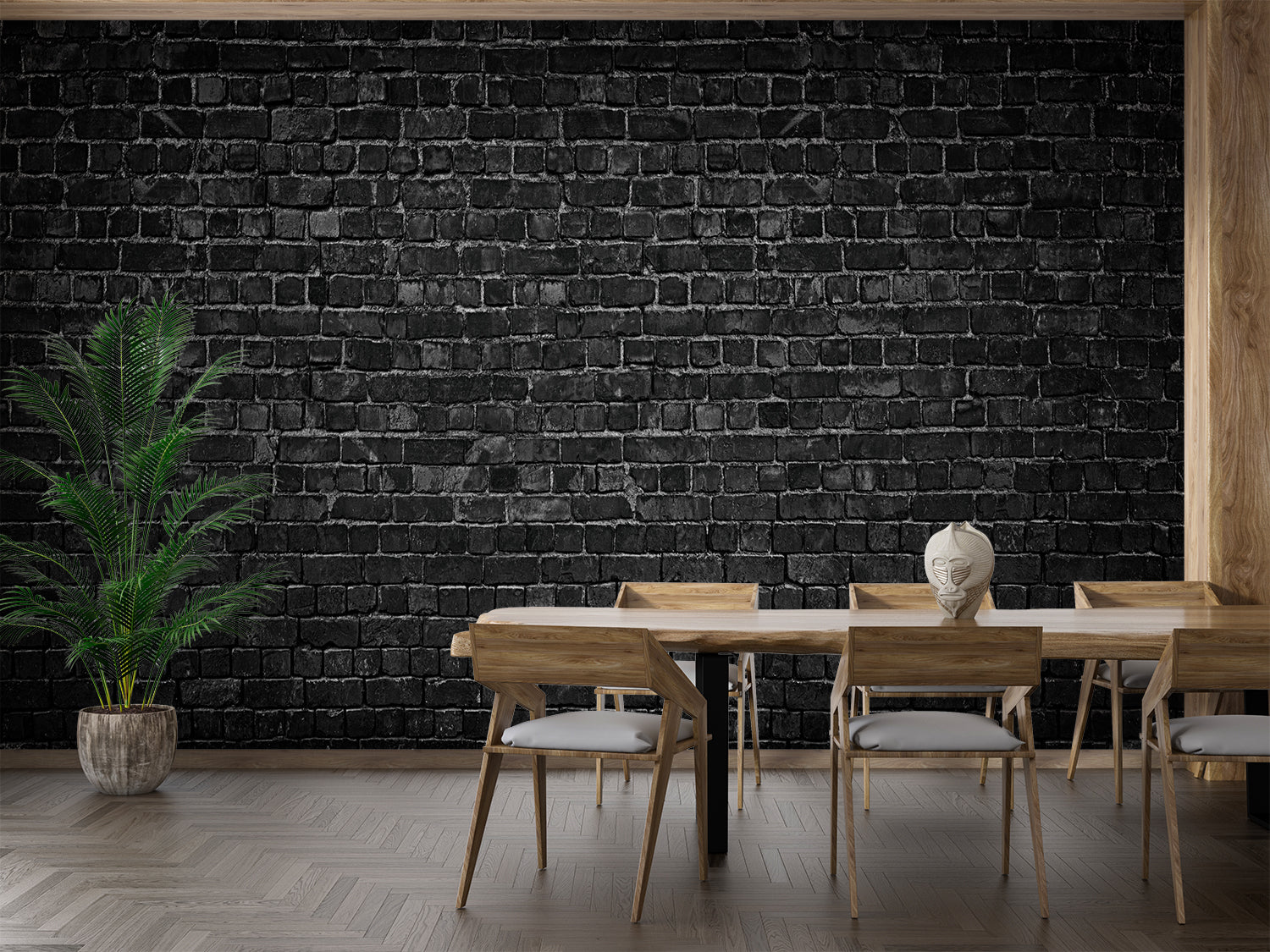 Papier Peint Effet Brique Noir