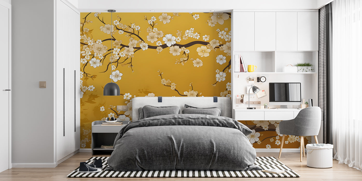 Papier Peint Japonais Jaune