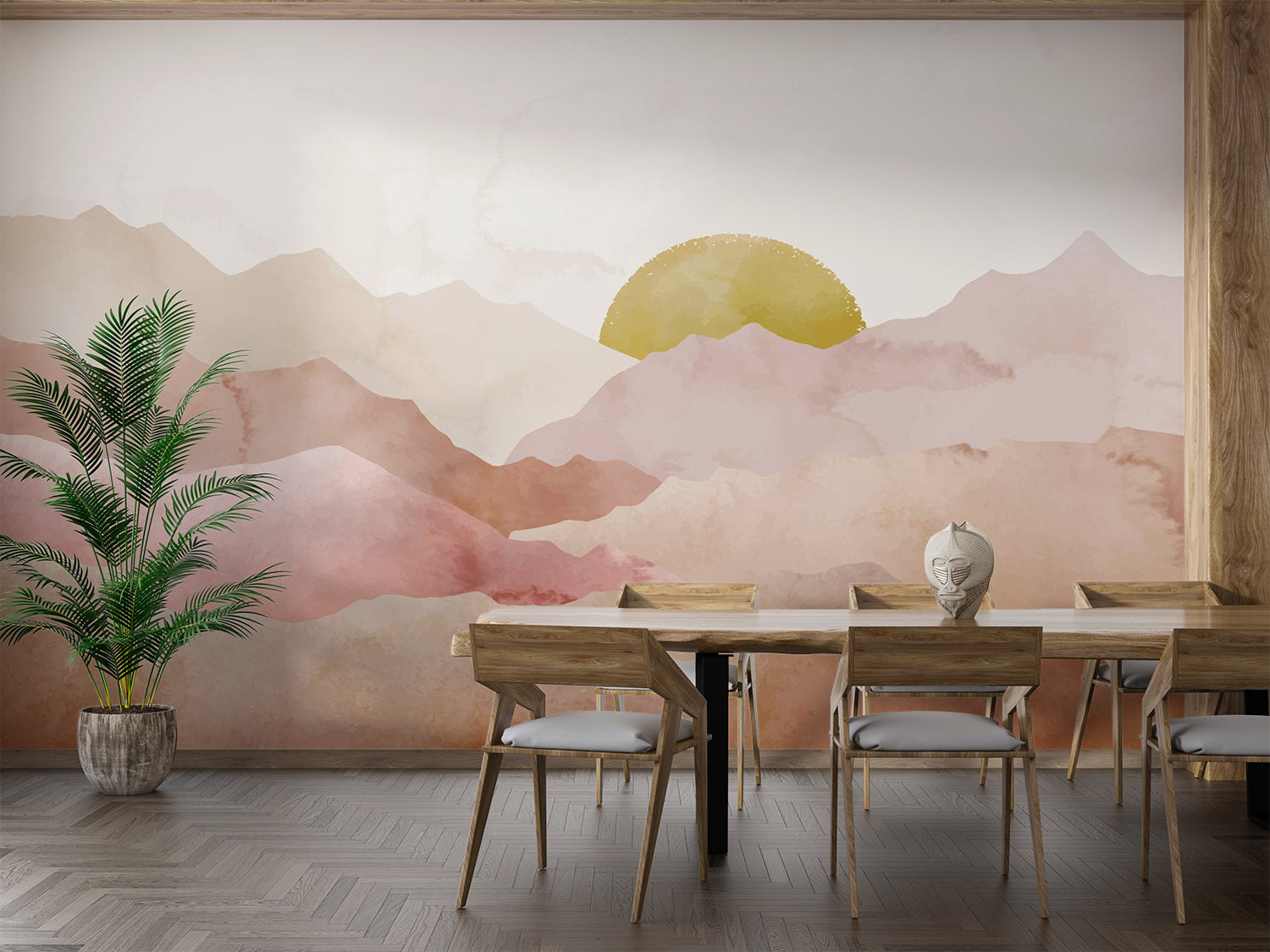 Graphic Watercolor Moutains Mural Wallpaper