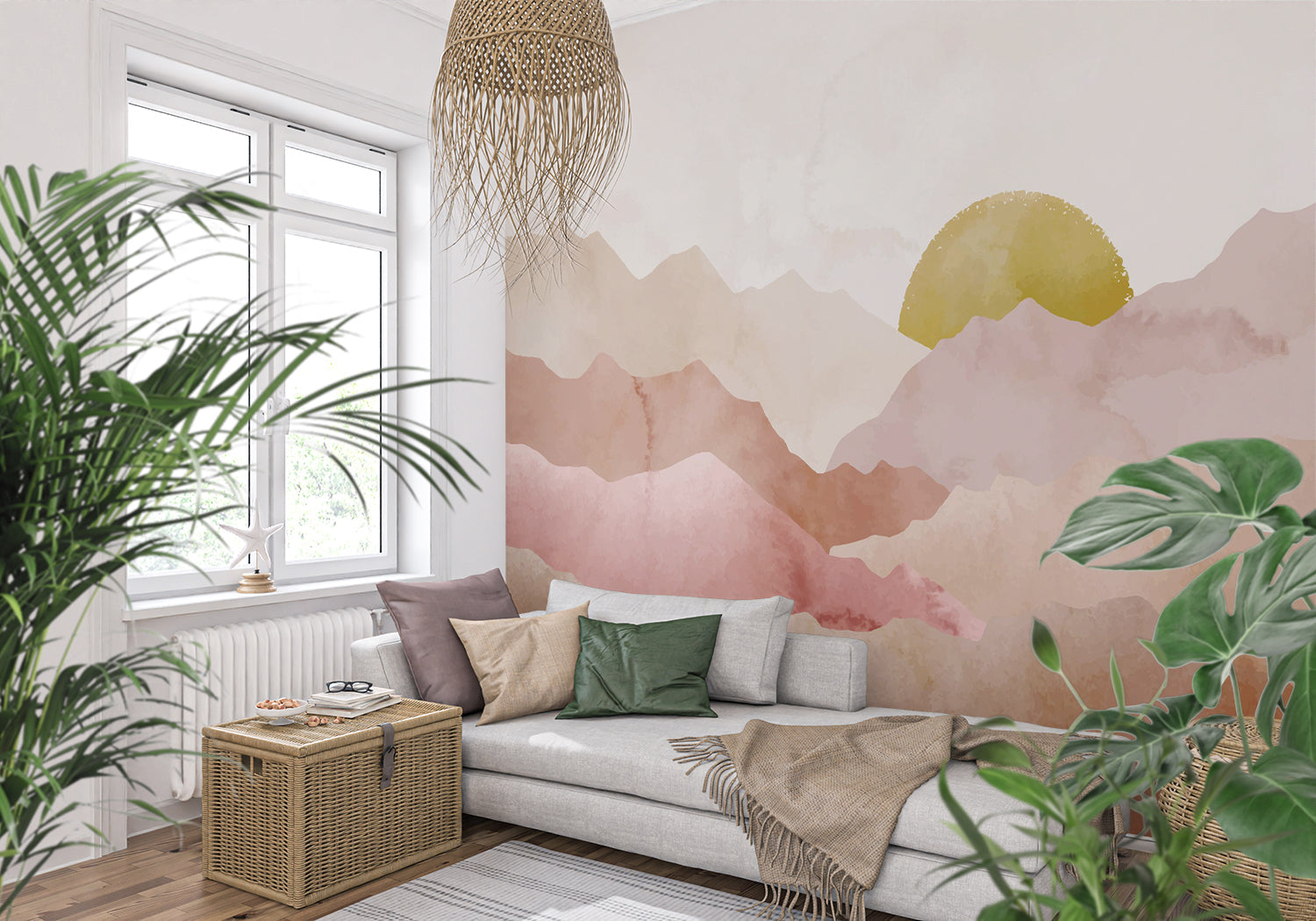Graphic Watercolor Moutains Mural Wallpaper