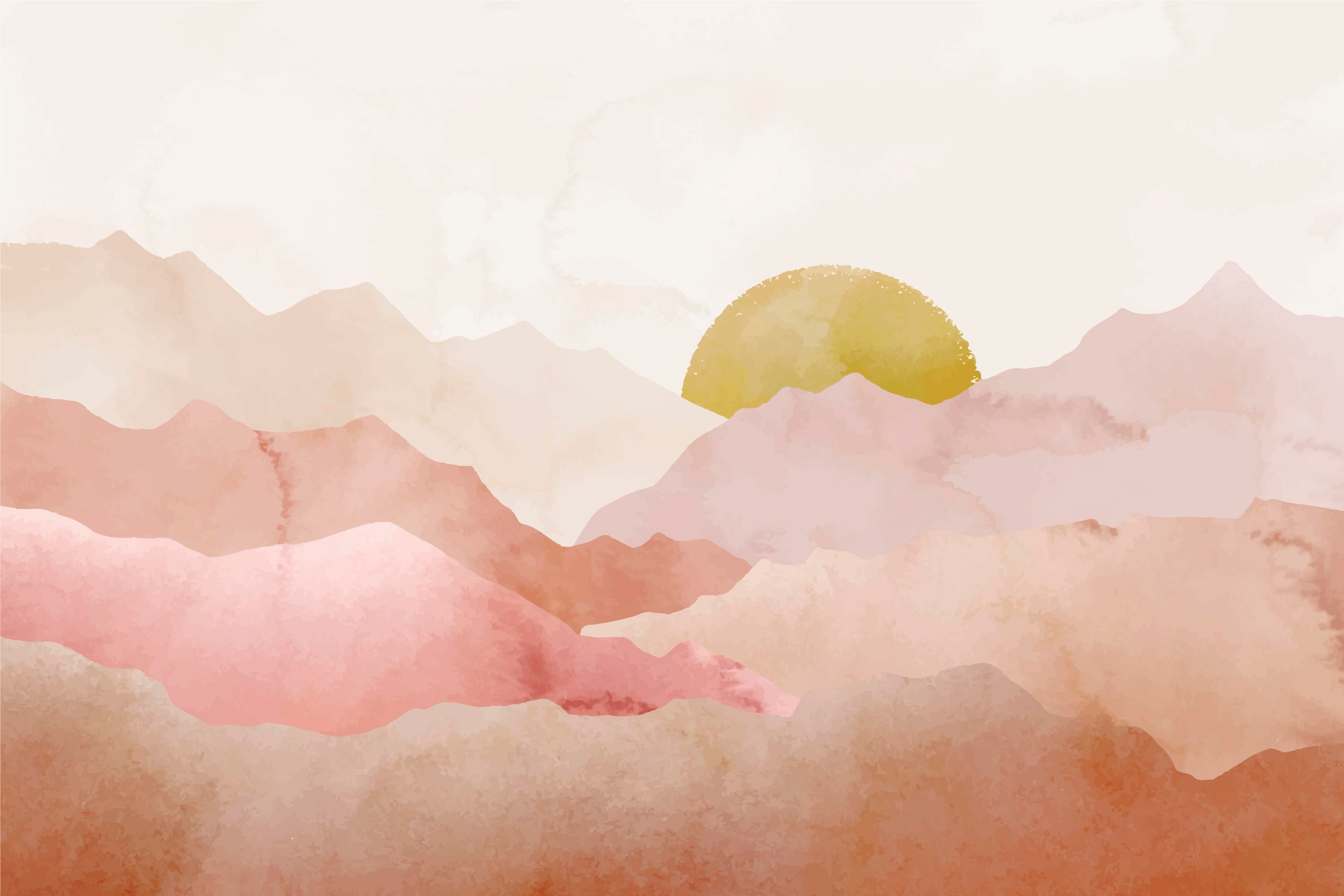Graphic Watercolor Moutains Mural Wallpaper