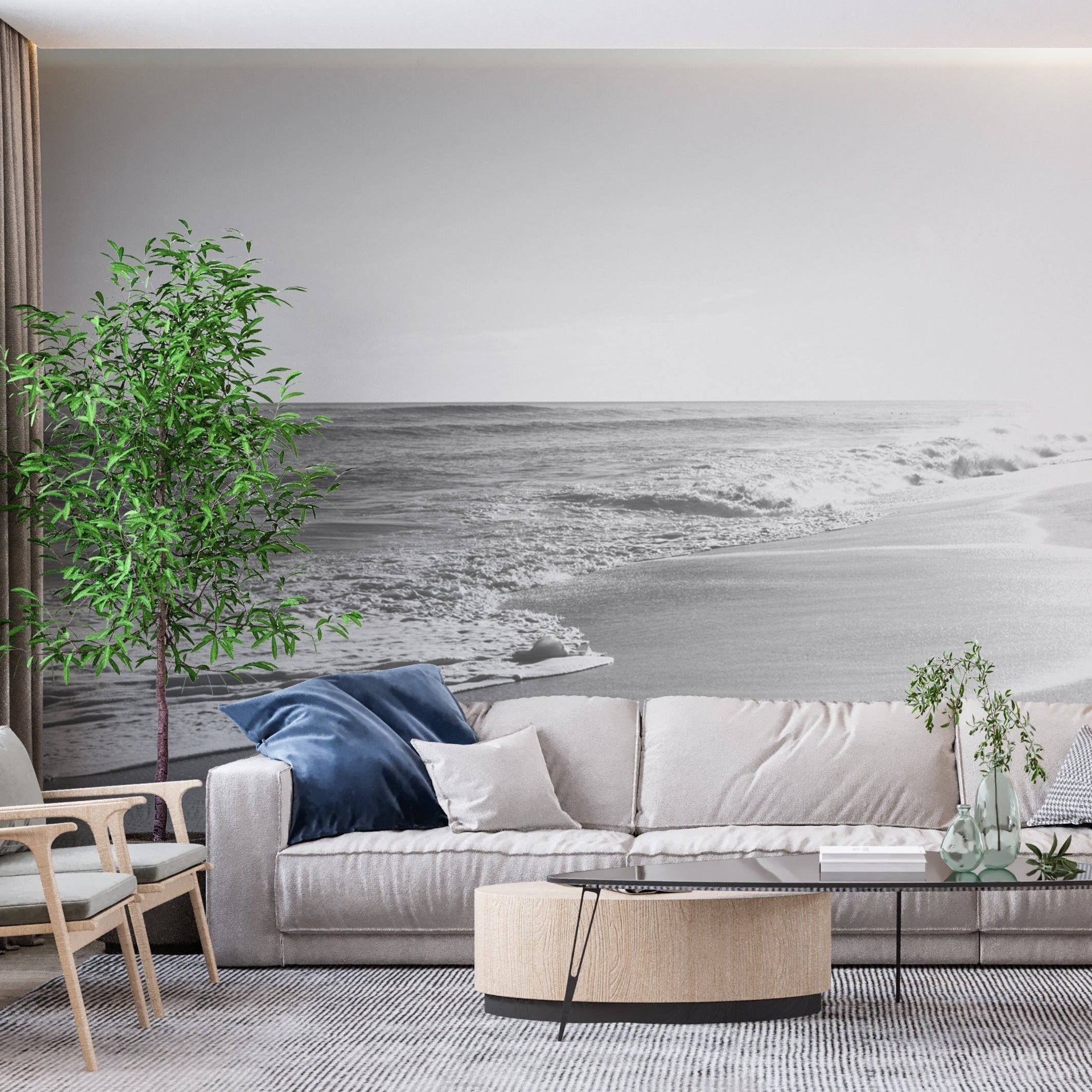 Papier Peint Panoramique Mer Noir Et Blanc