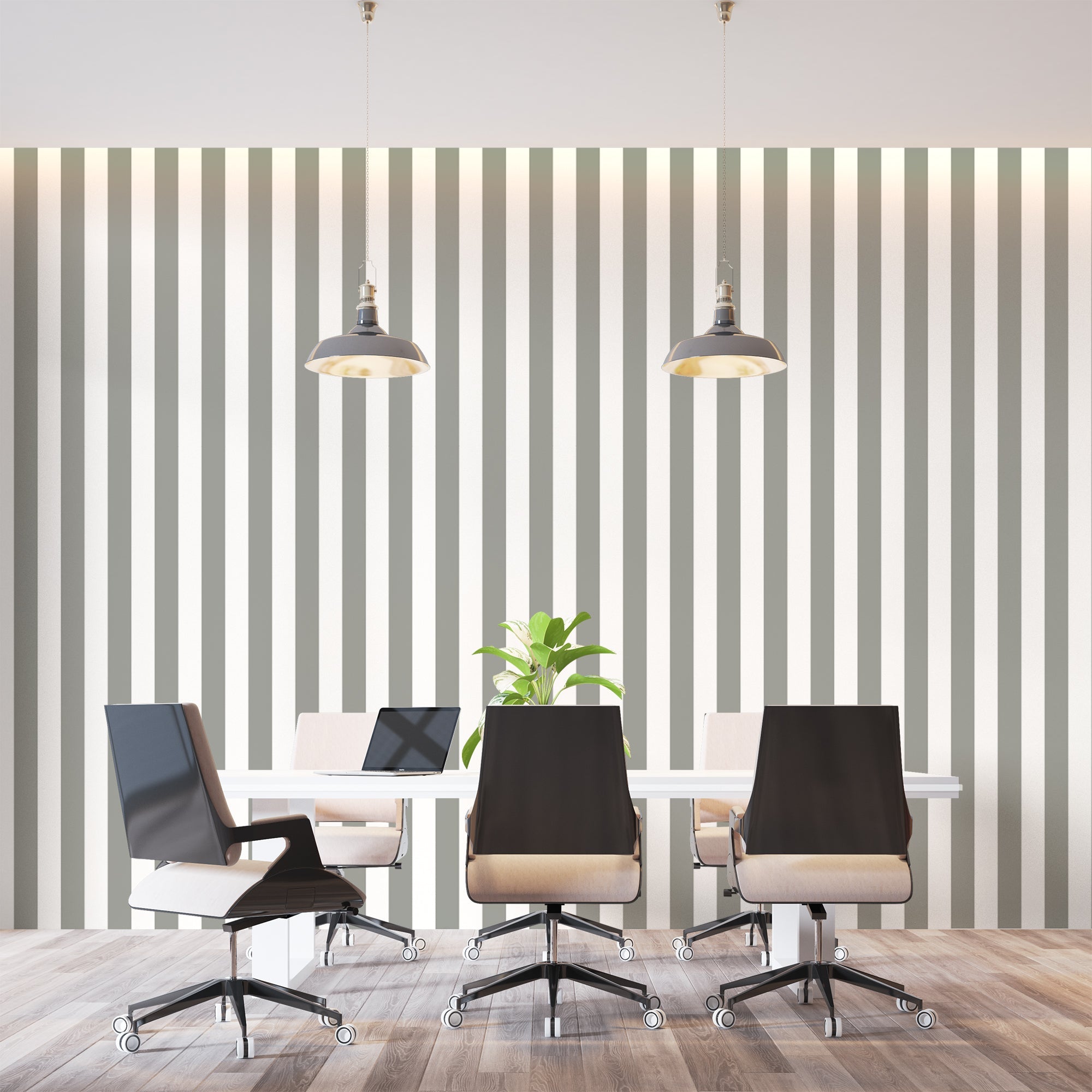 Papier Peint Rayé Gris Et Blanc