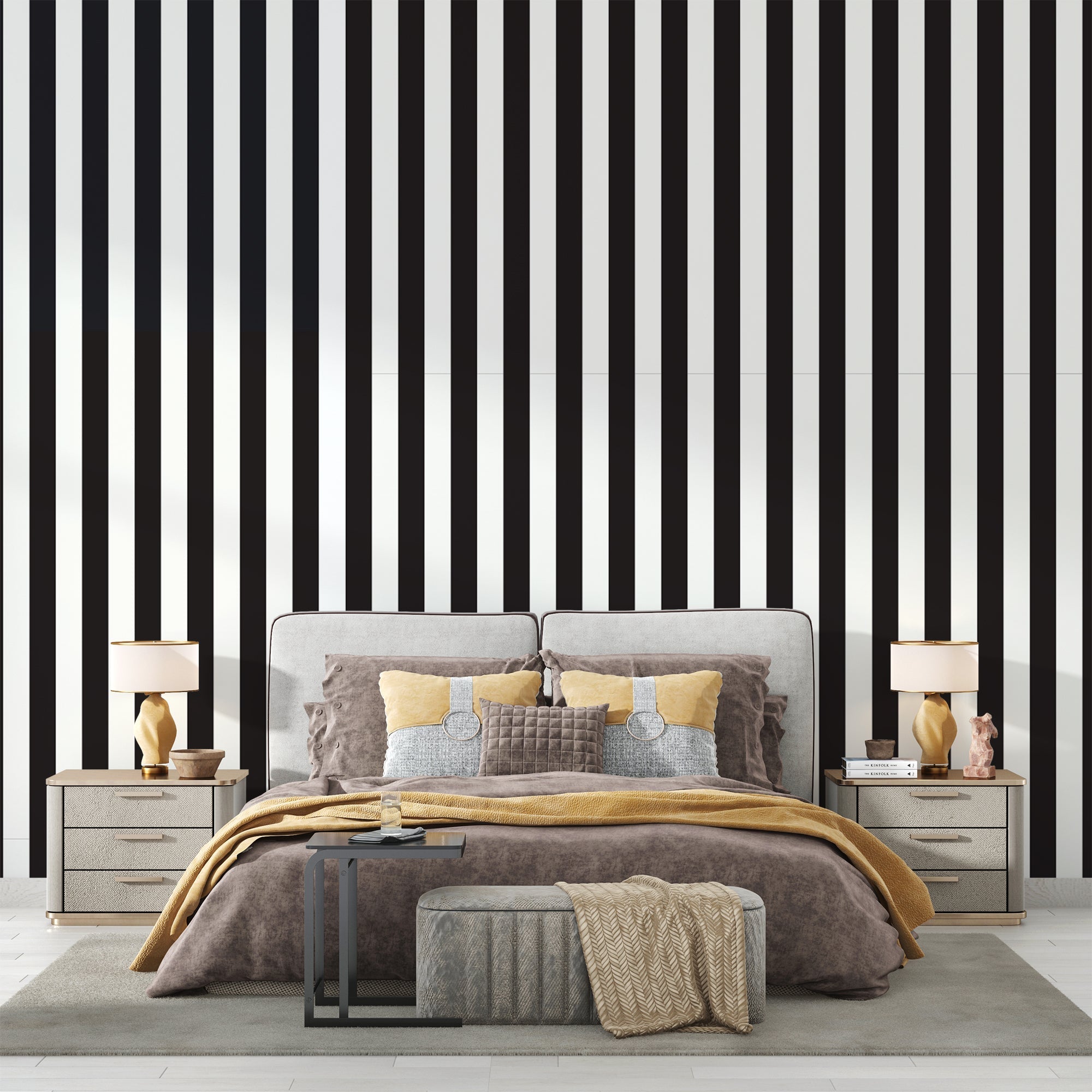 Papier Peint Rayure Noir et Blanc