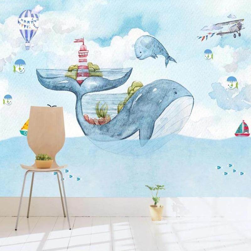 Nautical Wallpaper Blue Whale Decor | Murals Wallpaper