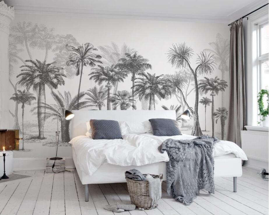 Black and White Palm Wallpaper | Murals Wallpaper
