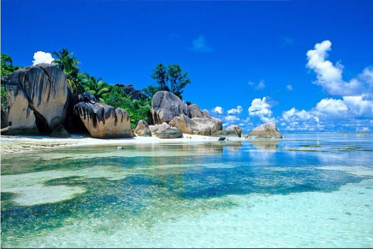 Papiermalerei mit Panoramablick auf den Strand