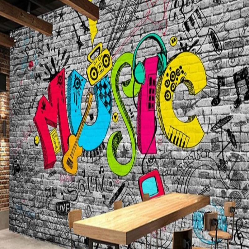 Graffiti Brick & Music Wallpaper | Murals Wallpaper