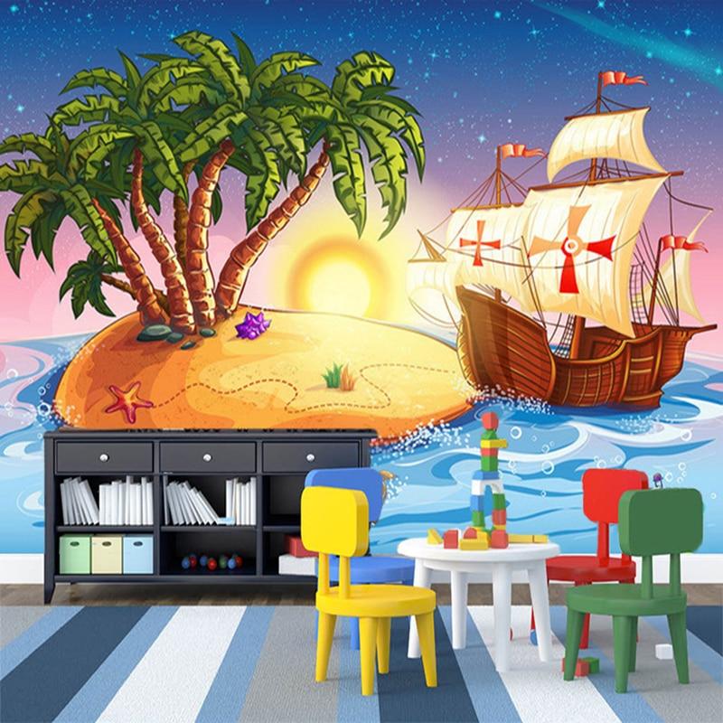 Pirate Ship and Beach Wallpaper | Murals Wallpaper