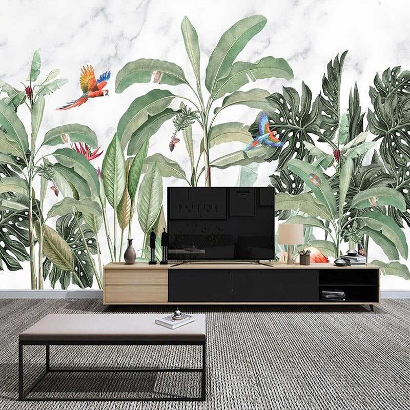 Jungle Watercolor Green Mural Wallpaper