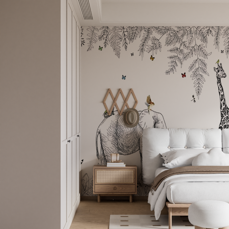 Schwarz-weiße Savannah Fototapete