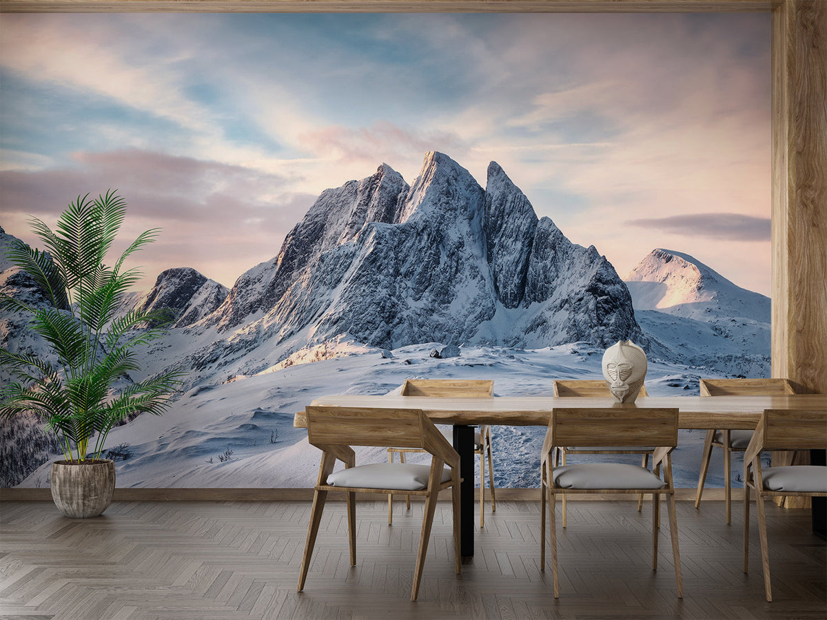 Snowy Mountain Mural Wallpaper