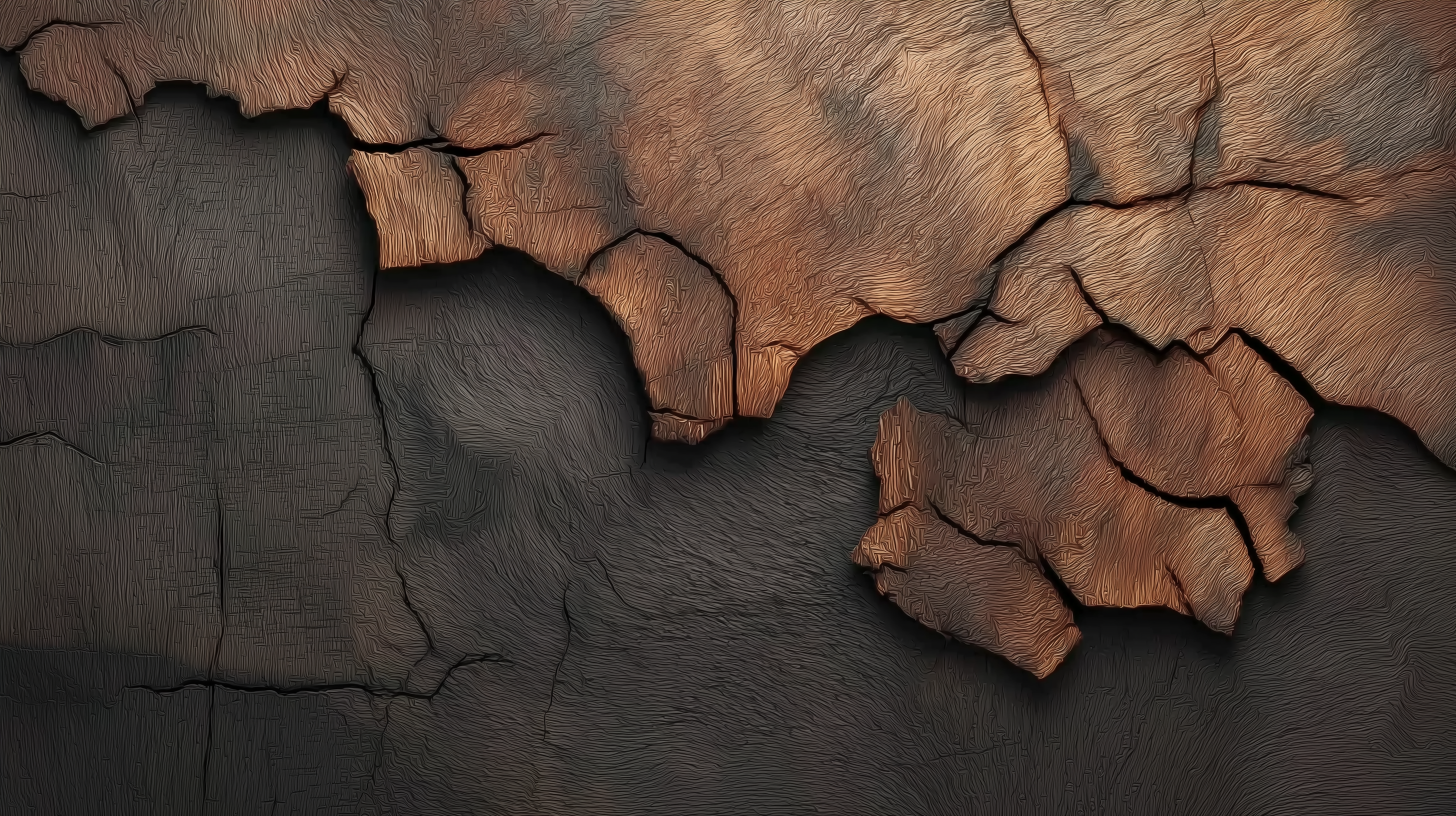 Wandtapete mit Struktur aus verbranntem Holz