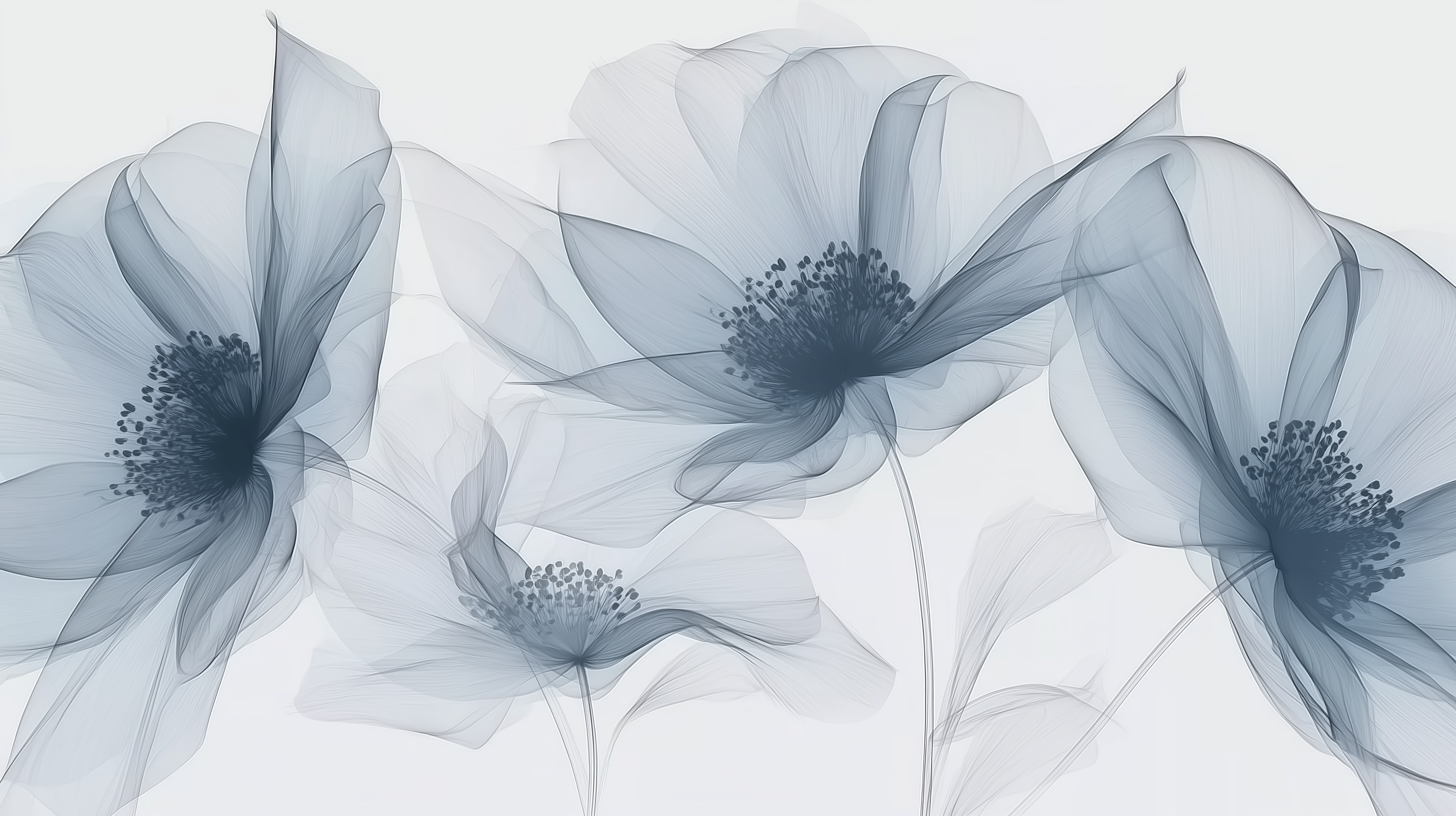 Blaue, transparente florale Röntgen-Fototapete