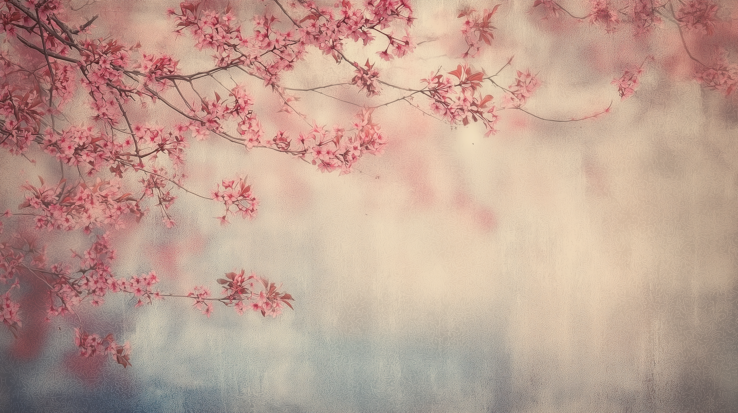 Wandtapete mit zartrosa Kirschblütenmotiv