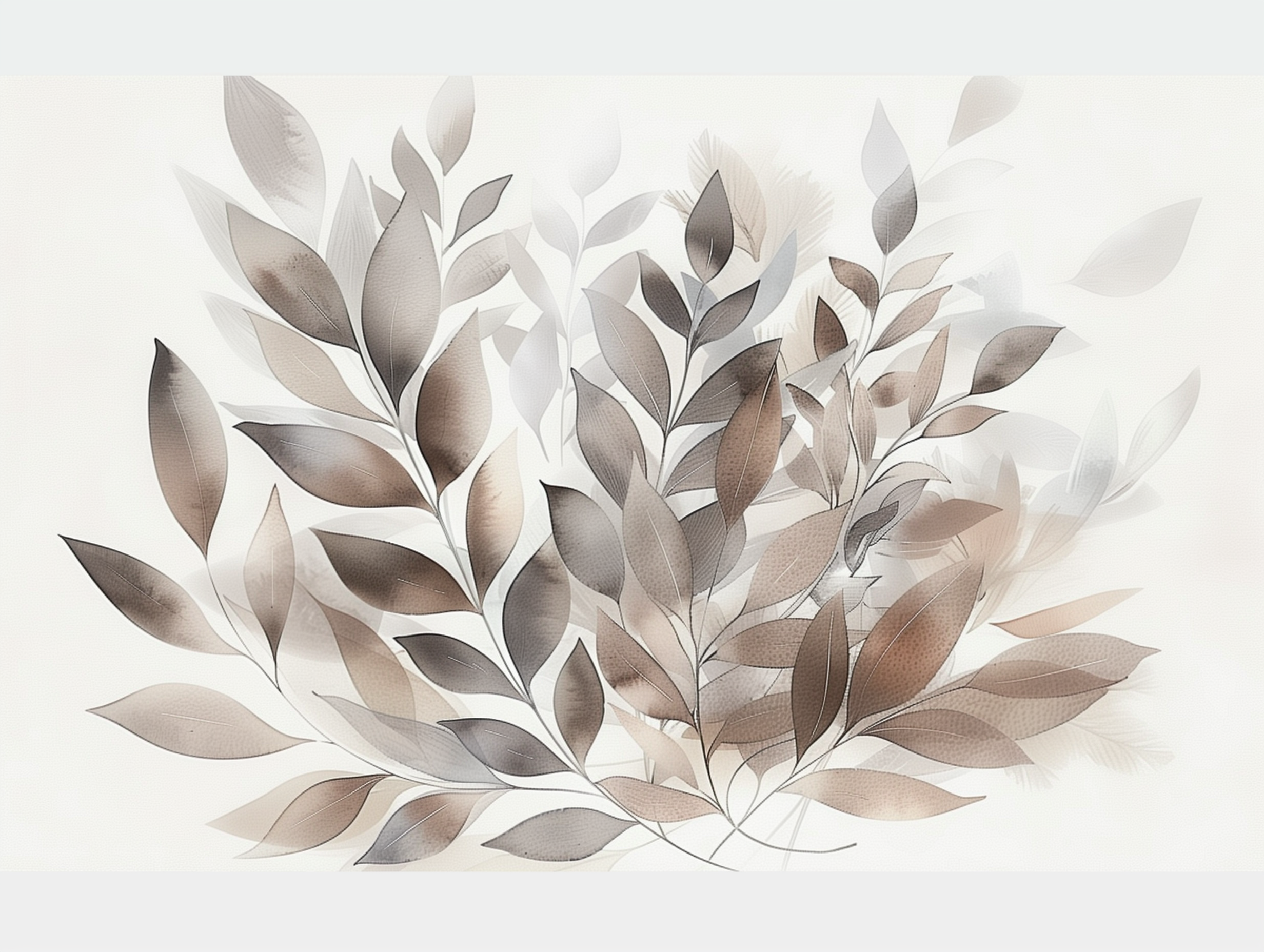 Mural Trendy Beige Foliage Wallpaper